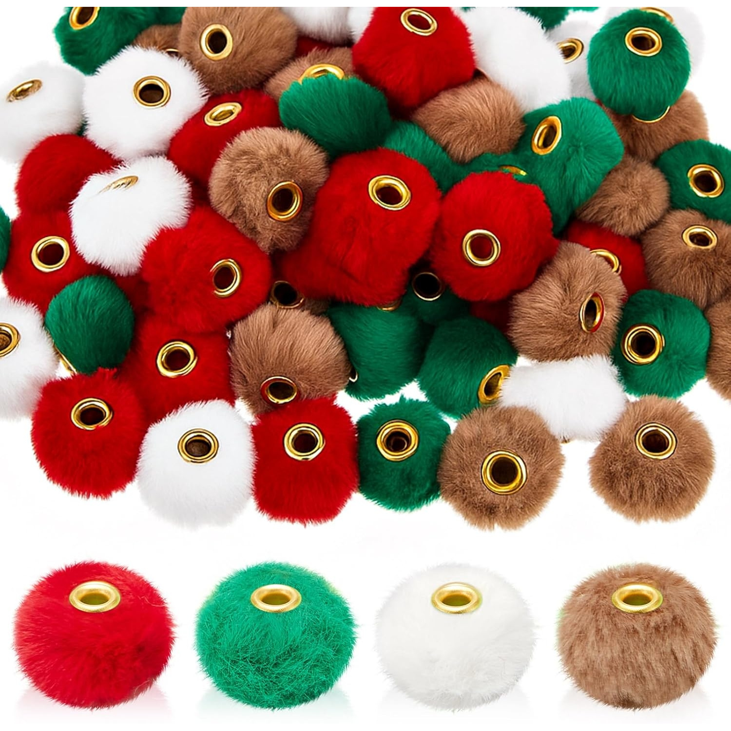 TEMU 31pcs Fluffy Faux Fur Beads, Mixed Colors Soft Beads, Suitable For Diy Beaded Pens, Jewelry Bracelets, And Keychains, Perfect For Autumn,