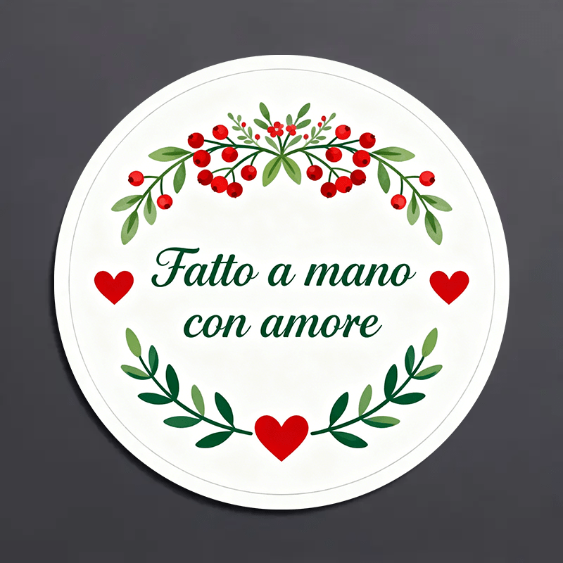 TEMU 160/480pcs Italian Stickers With " A Con Amore" - Thick Heart Labels For Handmade Soaps, Scented Candles, Knitted Items, Baked Goods,