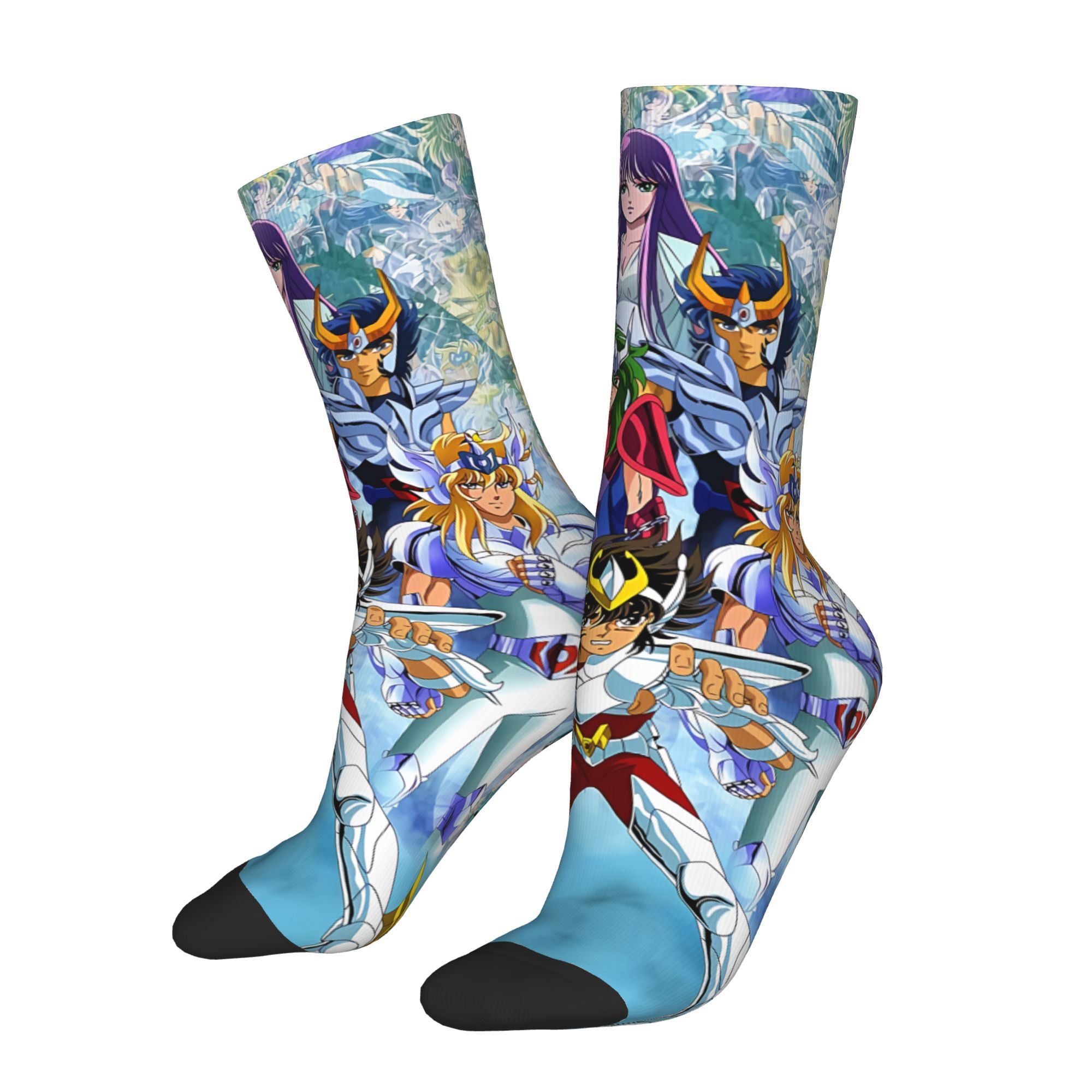 

1 Pair Men's 3d Anime Print Mid-calf Socks - , Warm Polyester With Elastane, Cycling, Running & Hiking | Vibrant, Design, Hiking Socks