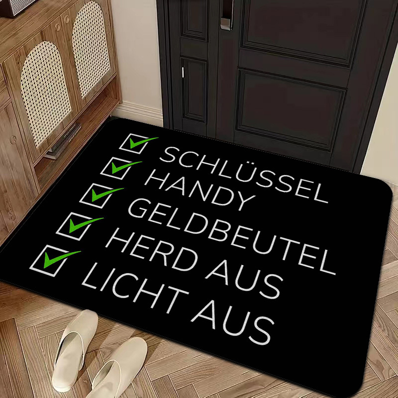 A German-style Checklist Doormat Designed For Practicality, Featuring A Durable And Slip-resistant Polyester Fiber Surface. Ideal For , Office Areas, And Home Decor