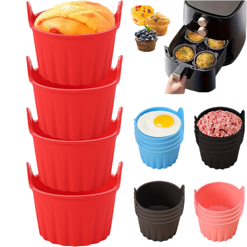 Non-Stick Baking Molds for Air Fryers And Steaming – Effortless Release for Eggs And Cupcakes – Reusable And Dishwasher Friendly – Ideal for Muffins, Custards, And Healthy Meals