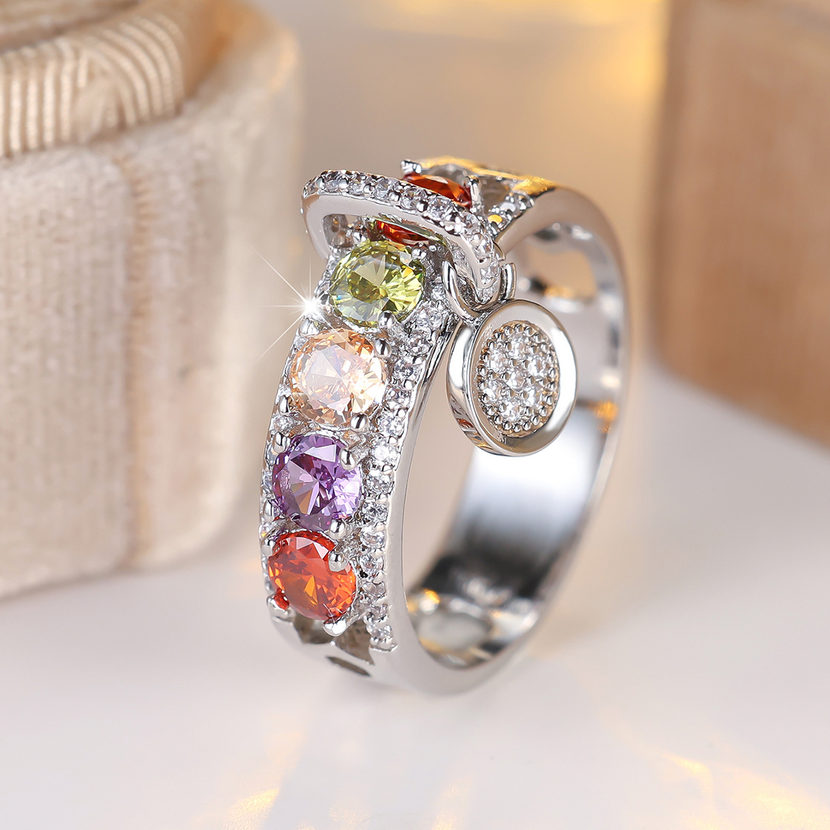 Teenager's Elegant Round Synthetic Zirconia Ring