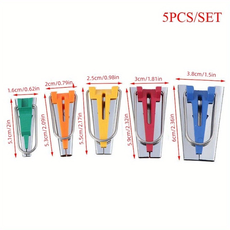 TEMU Kit da 5 Pezzi per Cucito Semplificato e Creazione di Bias Tape Colorati - per Rifiniture Fai da Te, Quilting e Progetti Creativi