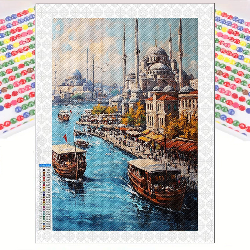 

1pc 5d Diamond Painting Kit 11.8x15.8 Inches, Scenic Istanbul View, Round Diamond Diy Craft, Mosaic Artwork For Beginners & Hobbyists, Wall Decor For Home, Living Room, Bedroom, Gift