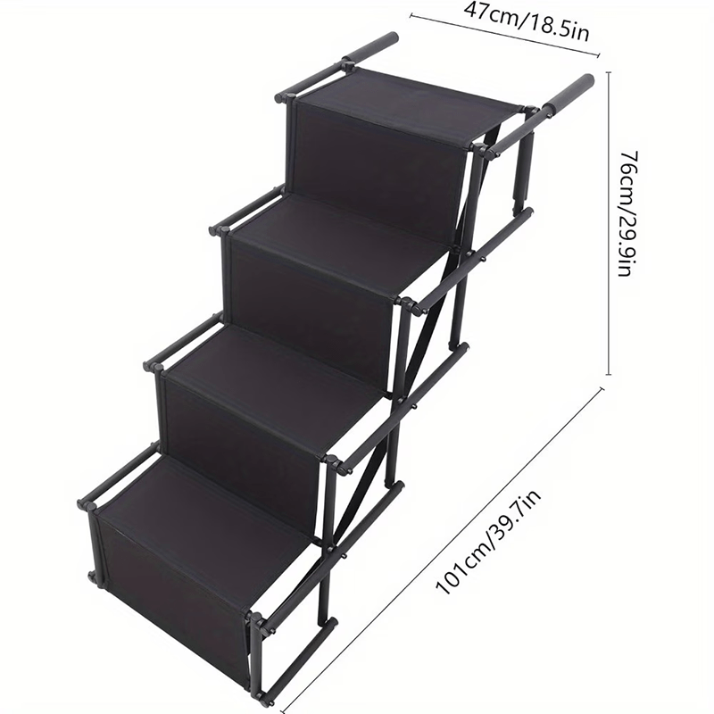 Folding Dog Ramp For Car Suv, 4 Step Pet Stairs With 176 Lbs Capacity, Portable Foldable Dog Steps For Trucks