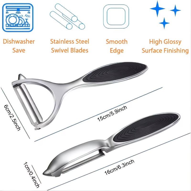 TEMU 2 Pack Stainless Steel Vegetable With Non-slip Handle - Easy Precision Peeling For Kitchen Use, Kitchen Gadgets