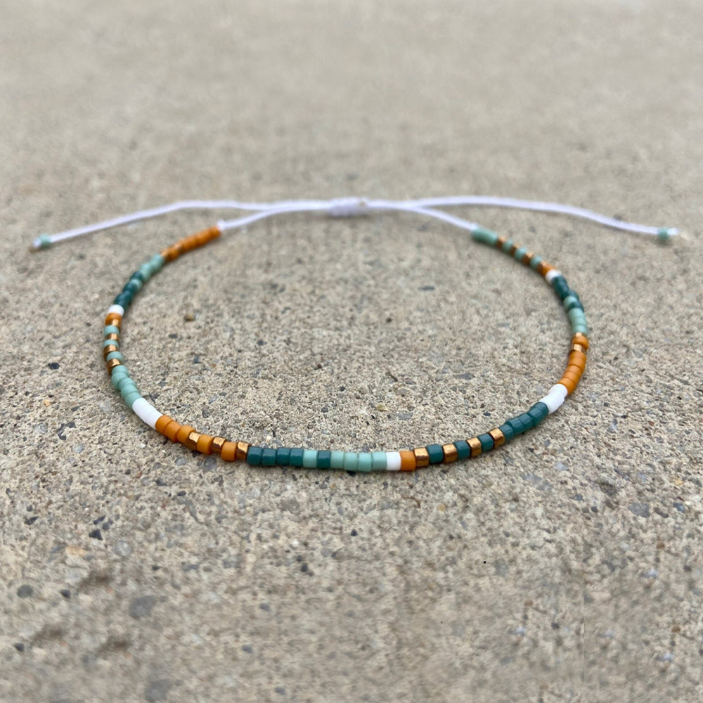 Image of 1pc Bohemian Style Glass Beads Adjustable Bracelet For Women, Fashionable Daily Wear Jewelry