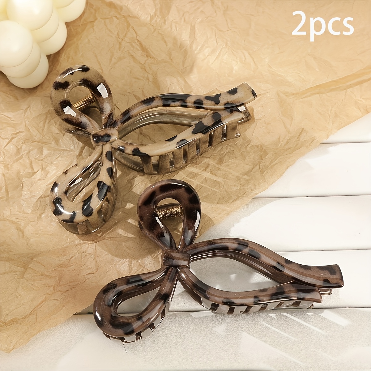 2pcs New Leopard Print Claw Clips For Women, Large Shark Clips For Up-dos, Suitable For Thick Hair