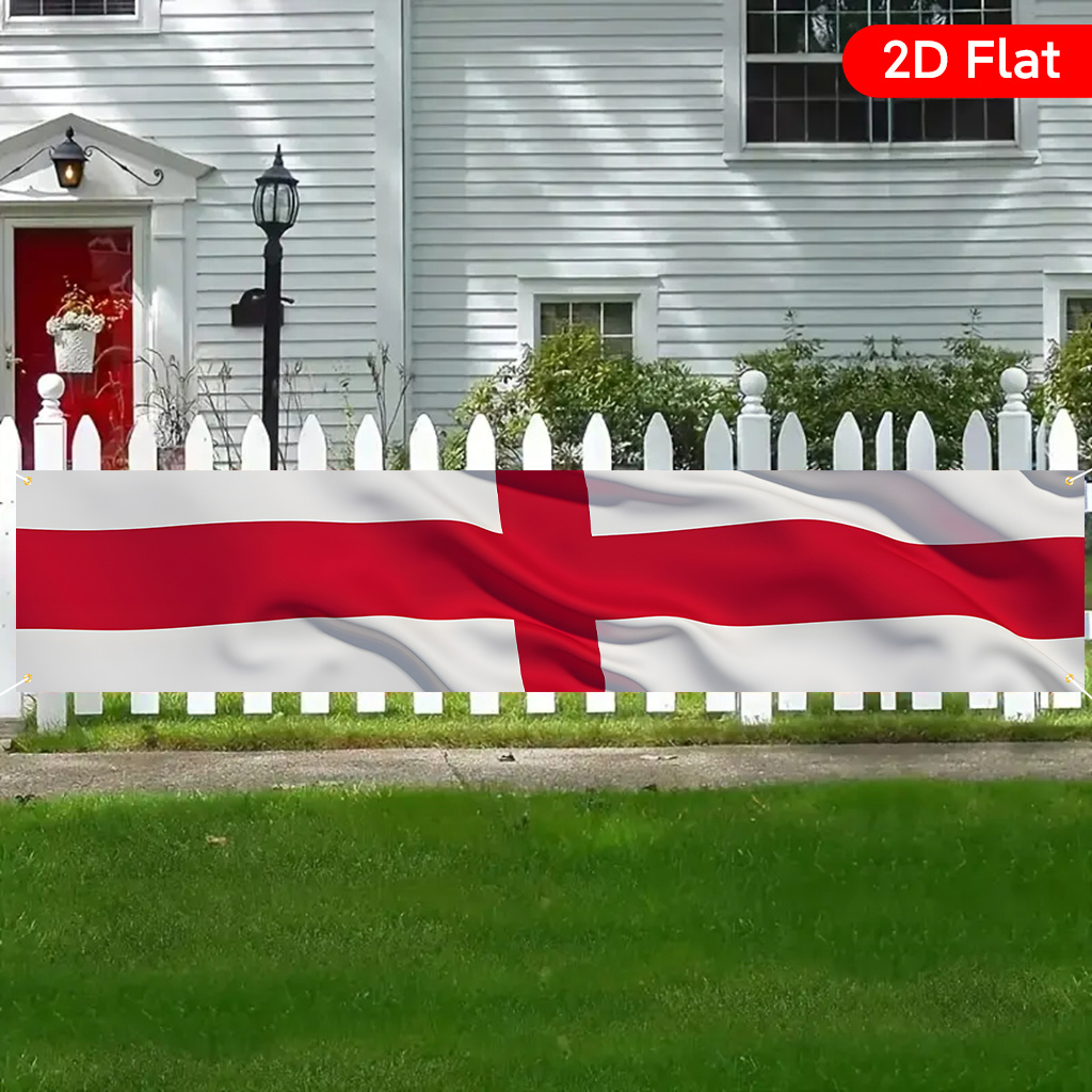 TEMU 2d Flat, 2d Flat - 2d Flat, 2d Flat - 1pc 2d Flat Featuring A Of The England Flag, This Large Yard Banner Of Durable Polyester Suitable For
