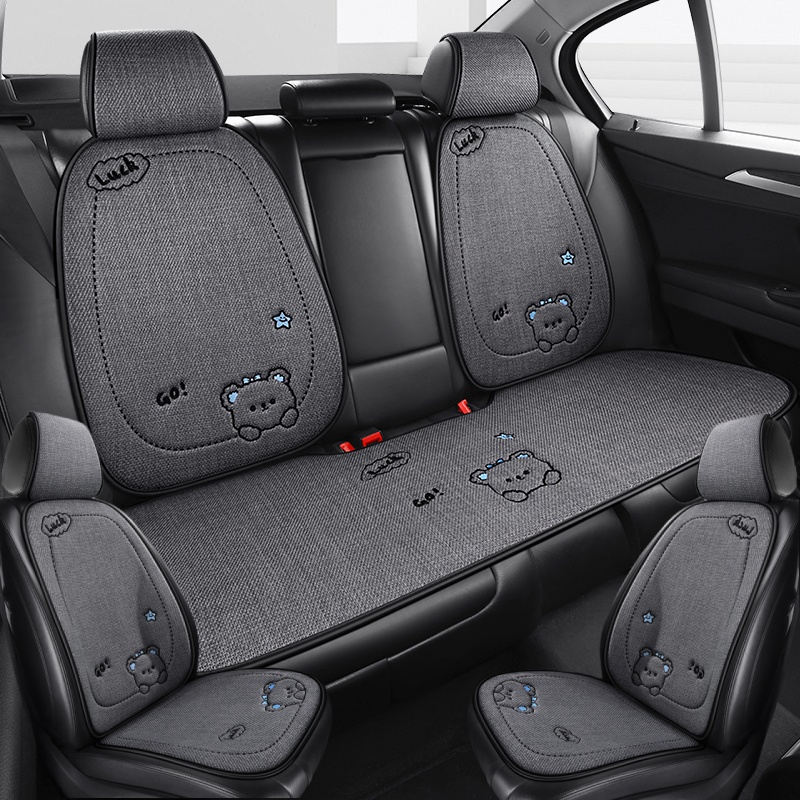 TEMU 1pc/5pcs 25 Popular Split Head Hemp Simple Breathable Car Cover, Car Cushion, New Car Seat Cover, Five-seater Car Seat Cushion, Compatible With