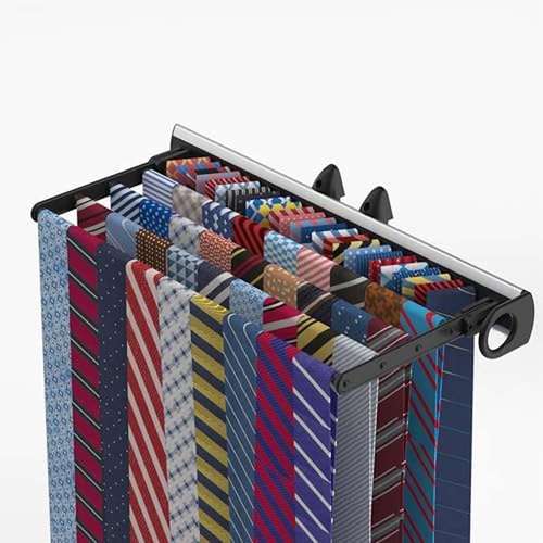 closetie organizer for slide out side mount extendable space saving for ties belts scarves pants folding holder made of plastic and stainless steel