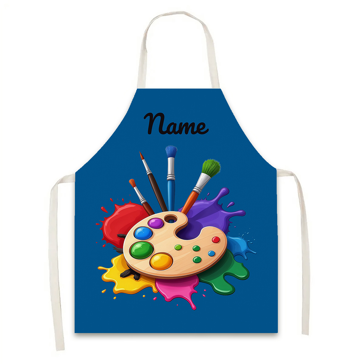 1pc Custom Name/slogan Apron With Personalized Text/ - Palette Print Suitable For Aprons, Apron Suitable For,, Crafting, Gift For &, Personalized Kitchen Apron For