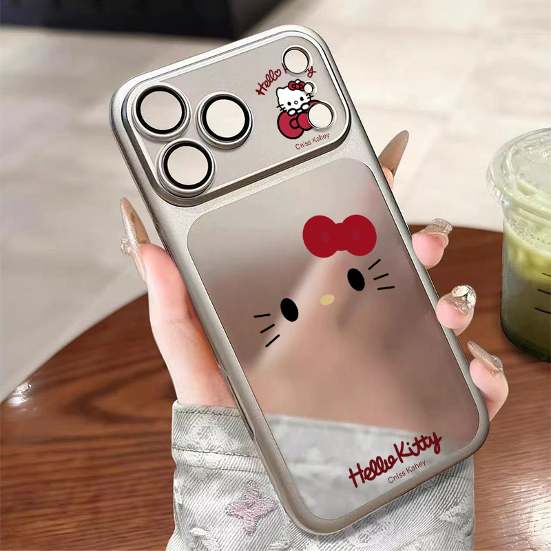 Image of Phone Case: Red Bow Hello Kitty Matte Phone Case Compatible With Iphone 17 Pro Max Air 16 15 14 13 12 11 Pro Smooth Feel Clear With Lens Protector Cases.halloween Holiday Phone Case