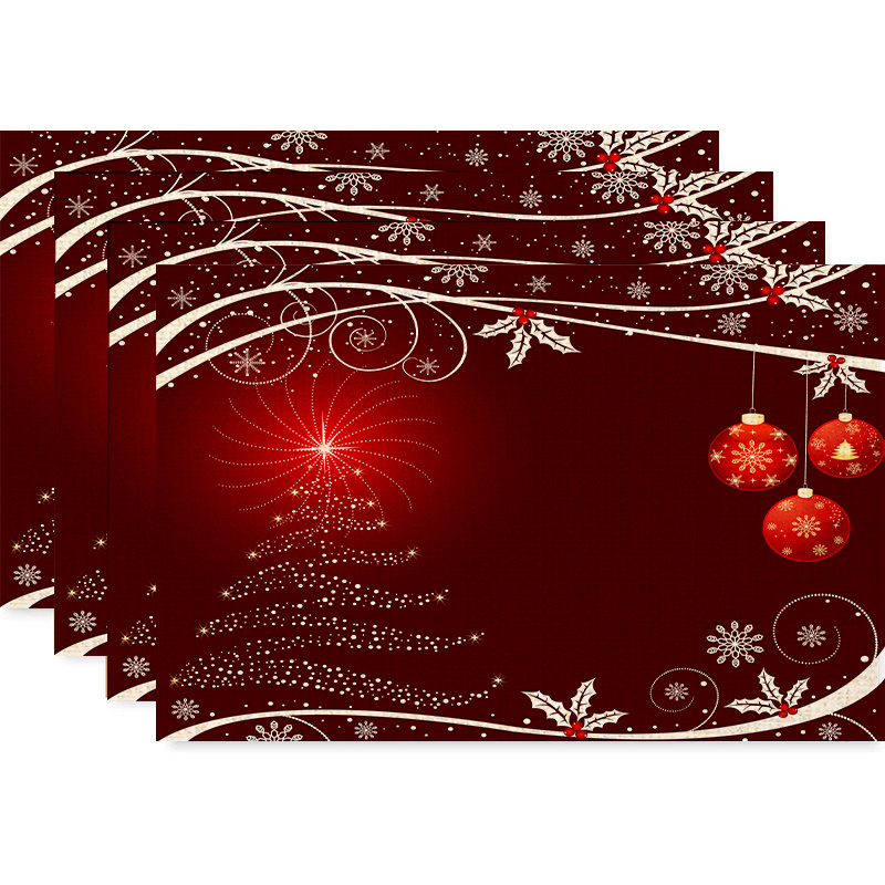 

4pcs Christmas Placemat Set - , Rectangular Table For Dining &