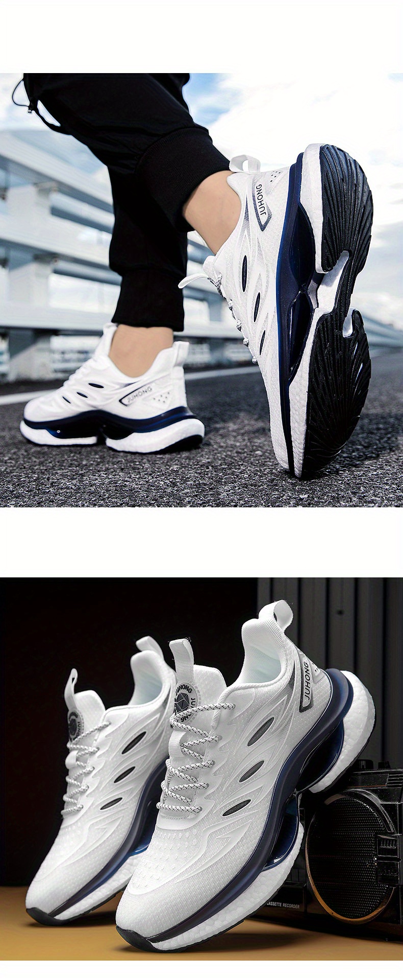 1 pair mens running shoes with microfiber synthetic upper breathable mesh lining tpu cushioned anti slip sole   athletic sneakers for daily casual running training size 38 44 details 3