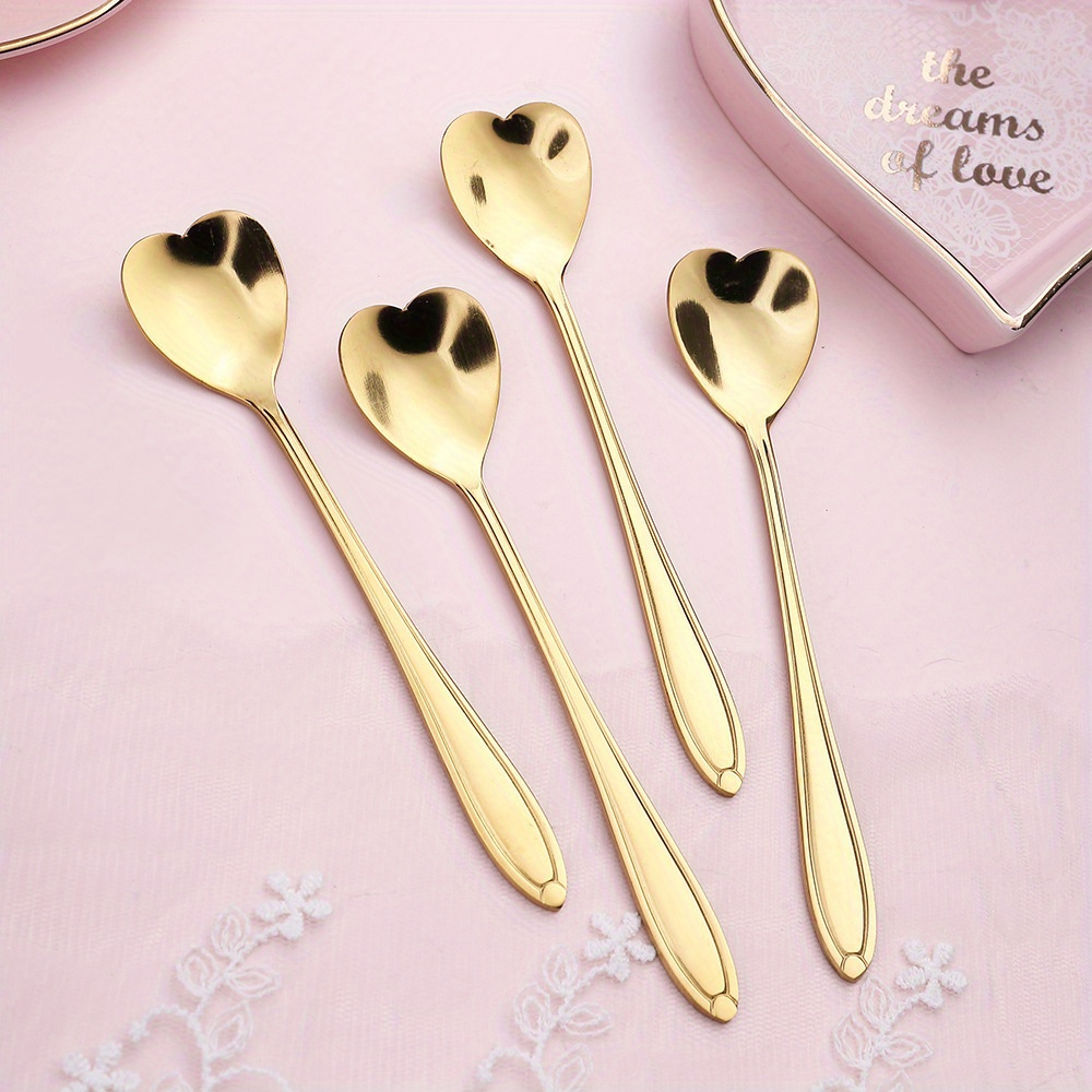 TEMU 12pcs Stainless - Shaped Coffee Spoon Set, Metal Stirring Spoons For Dessert, Tea, Kitchen, Restaurant, And Party Supplies