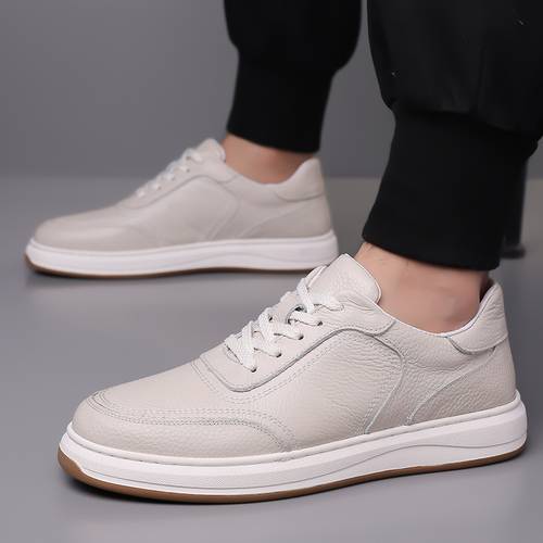 Men S Leather Skate Sneakers, Breathable Versatile Business Casual Dress Shoes, Stylish Daily Footwear for Young Adults, Ideal for Office , Business Occasions And Everyday Casual Outfits