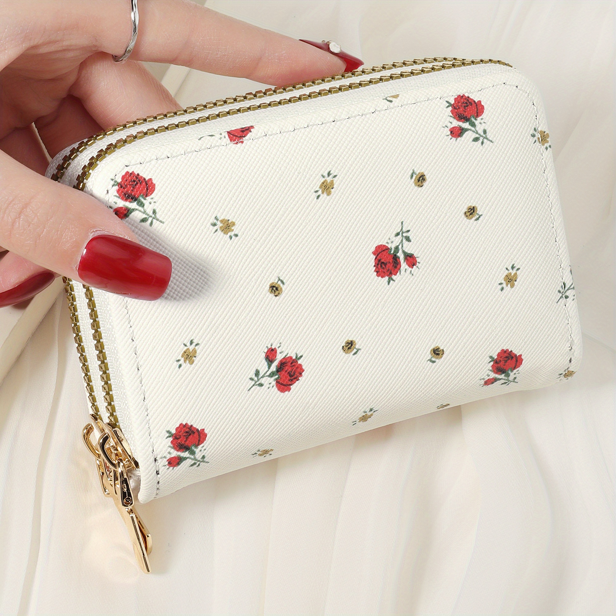 Image of New High-quality Credit Card Storage Bag With Easy And Casual Multiple Card Slots, Fashionable Double-layer Zipper Around , School Dormitory And Back-to-school Supplies Bag