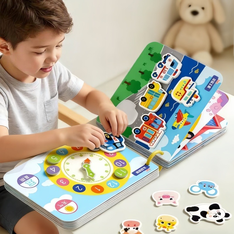 a set of interactive sticker books for childrens busy learning including cartoon sticker patterns for transportation ocean animals cognitive learning knowledge puzzle sticker books and childrens party gifts color and pattern random