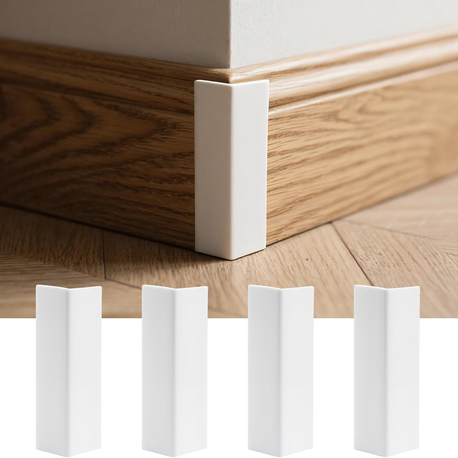 TEMU 4pcs Baseboard Corners Blocks Self Adhesive Rubber Protectors Proofing Edge Guard For Wall Furniture Edge