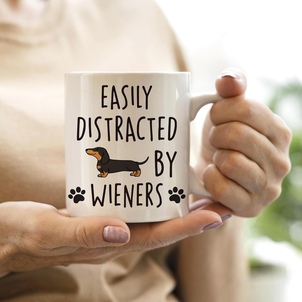 TEMU 11oz Dog Lover Ceramic Coffee Mug With Joke Design ' By Sausages' - Dishwasher And Microwave Safe - An Ideal Gift For A