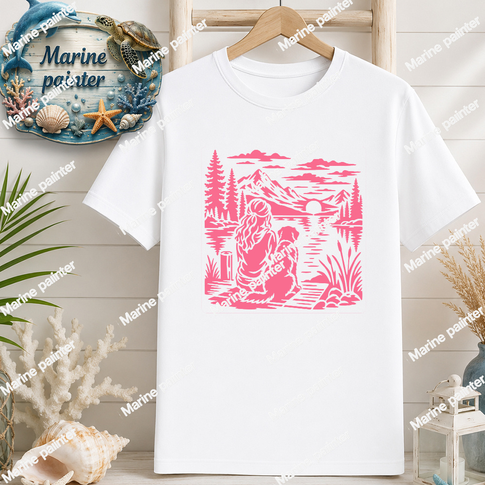 Girl and Dog Painting Template