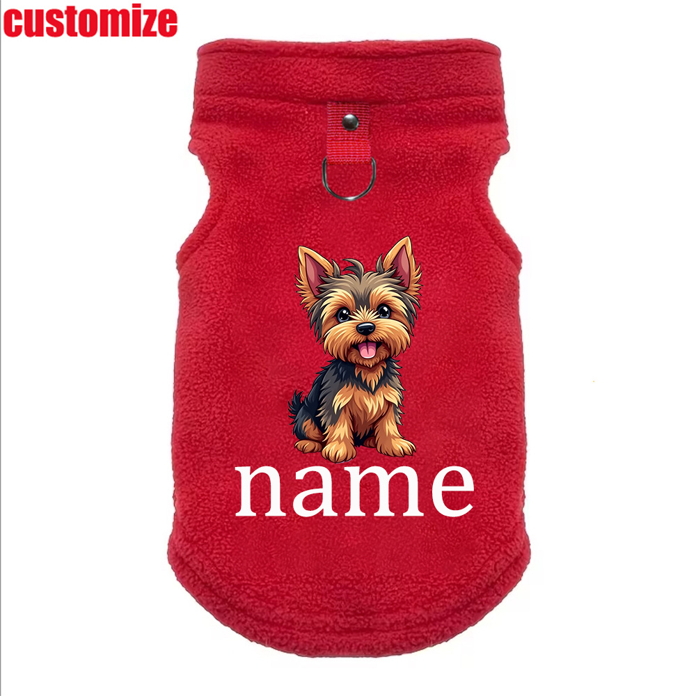 TEMU Customizable Pet Clothing In , Featuring An Adorable Cartoon Yorkshire Terrier Pattern With A , Well-behaved Puppy Sticking Out Its Tongue.