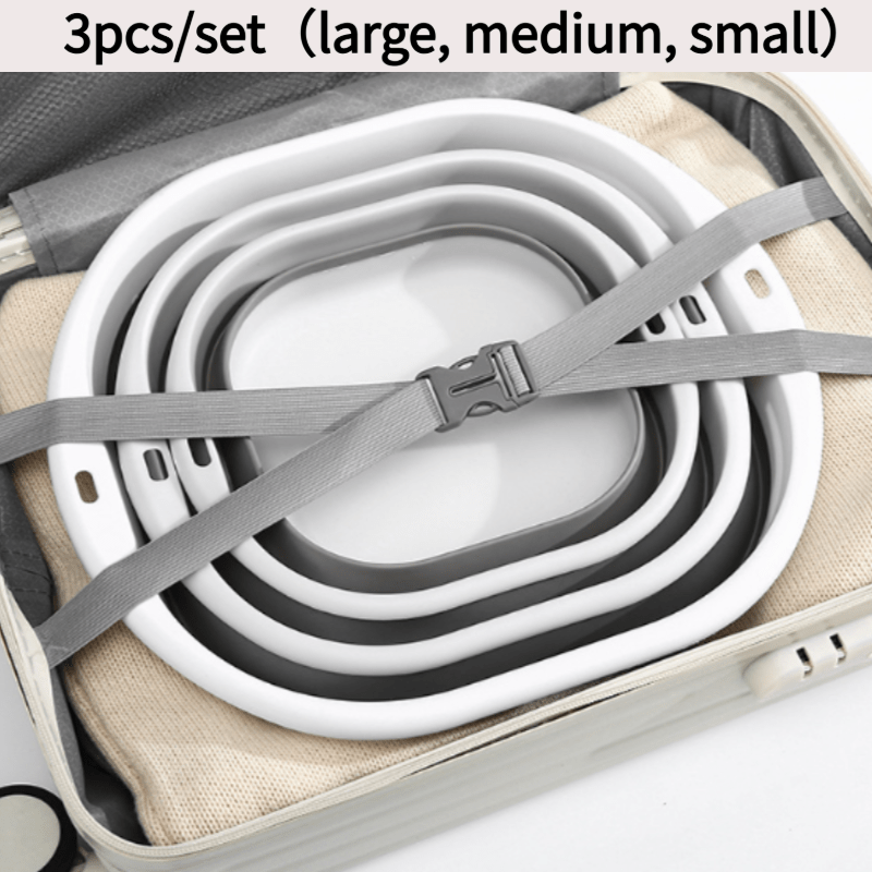 TEMU Set di 3 vasche da bucato pieghevoli in tre misure, con foro per appendere, design portatile e pieghevole, per lavaggio del , lavaggio dei piedi