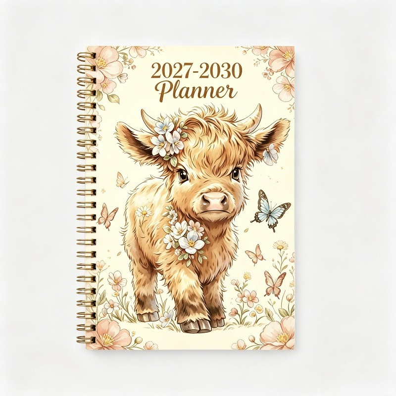 TEMU Agenda annuel 2027-2030, format A5, 124 pages de papier de qualité supérieure, pages intérieures dégradées, couverture aquarelle mignonne de