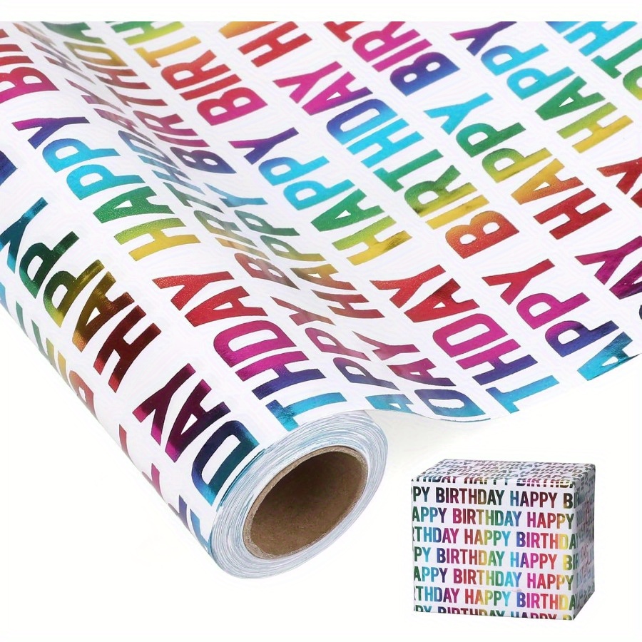 Birthday Wrapping Paper, Birthday Gift Wrapping Paper, Wrapping Paper Roll, Colored Happy Birthday Letter Design For Birthday, Holiday, Party