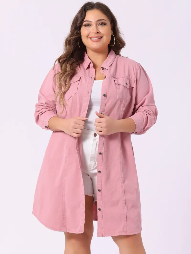 pink denim dress plus size Yuxingfu Denim Dress for Women Mid-Length Crew Neck Plus Size Womens Dress Short Sleeve Solid Color Casual Summer Pink M, Women's, Size: Medium