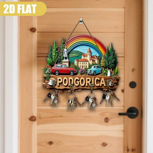 2d-tasoinen, huoneen sisustus, podgorica : klassiset & , (23*30 cm), puinen monikäyttöinen avaintenpidike , seinätaide, kuistin koriste, halloween-sisustus, huvilan koriste, avainten säilytys tkaisu, neljä meriä