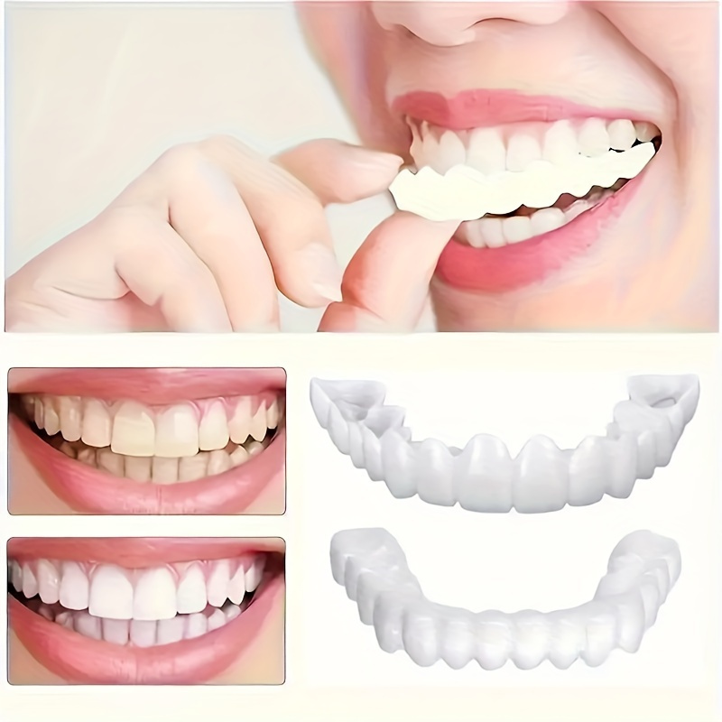 2pcs set   upper lower dentures with   veneer enhances   ideal for men women details 5