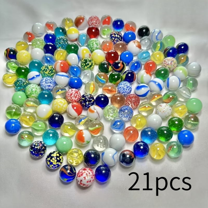 TEMU 21 Random Colored Glass Marbles- Glass Marbles Of Colors, Suitable For Aquarium Decoration, Handicrafts And Decorative Purposes, Diy Craft