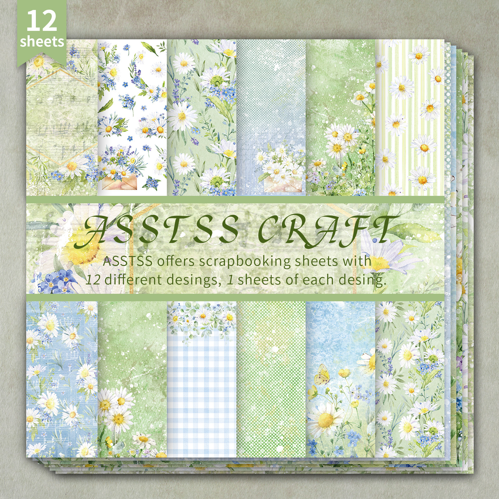 TEMU di carta per scrapbooking ASSTSS da 12 fogli 6x6 pollici, carta di supporto stile con ad , cartoncino pesante per journaling, collage, biglietti