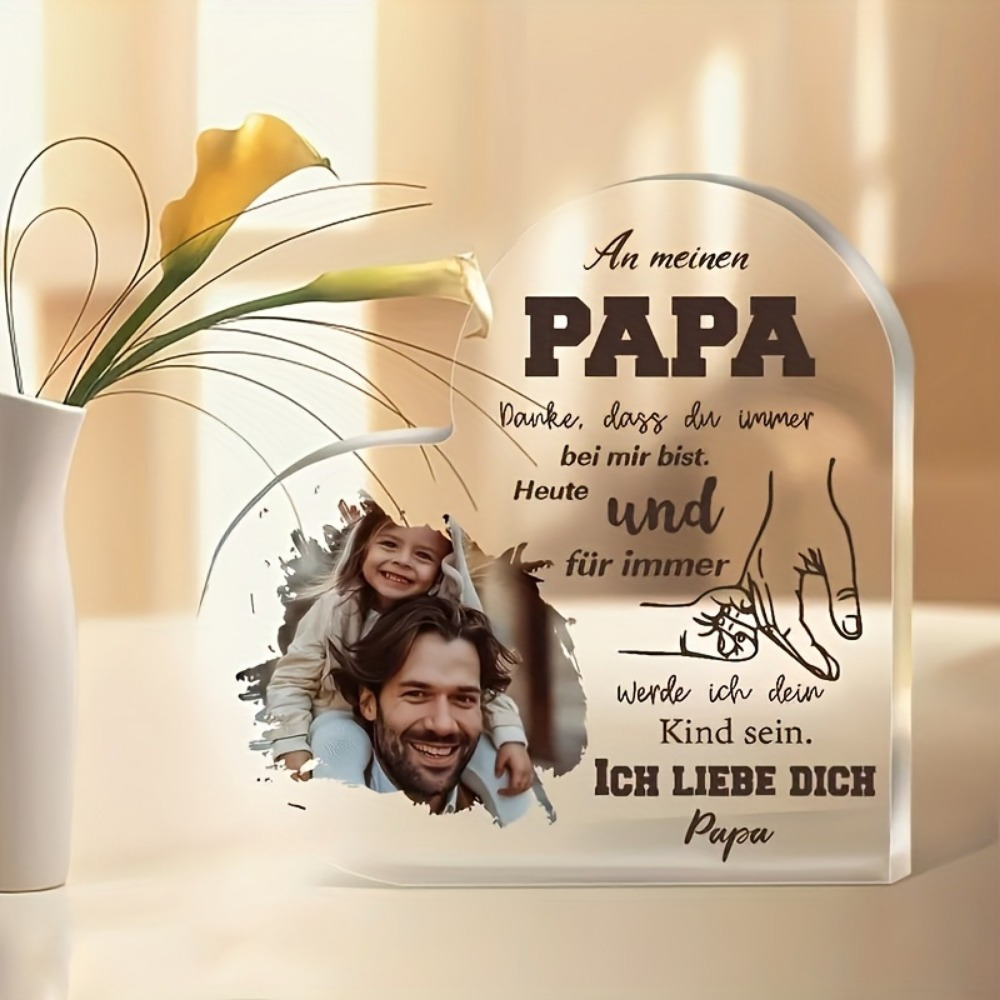 E-shop Individuelle Acryl-Anzeigetafel - Personalisiertes Vatertag- & Geburtstagsgeschenk vom Sohn/Tochter mit Fotorahmen, Deutscher & Englischer Text,