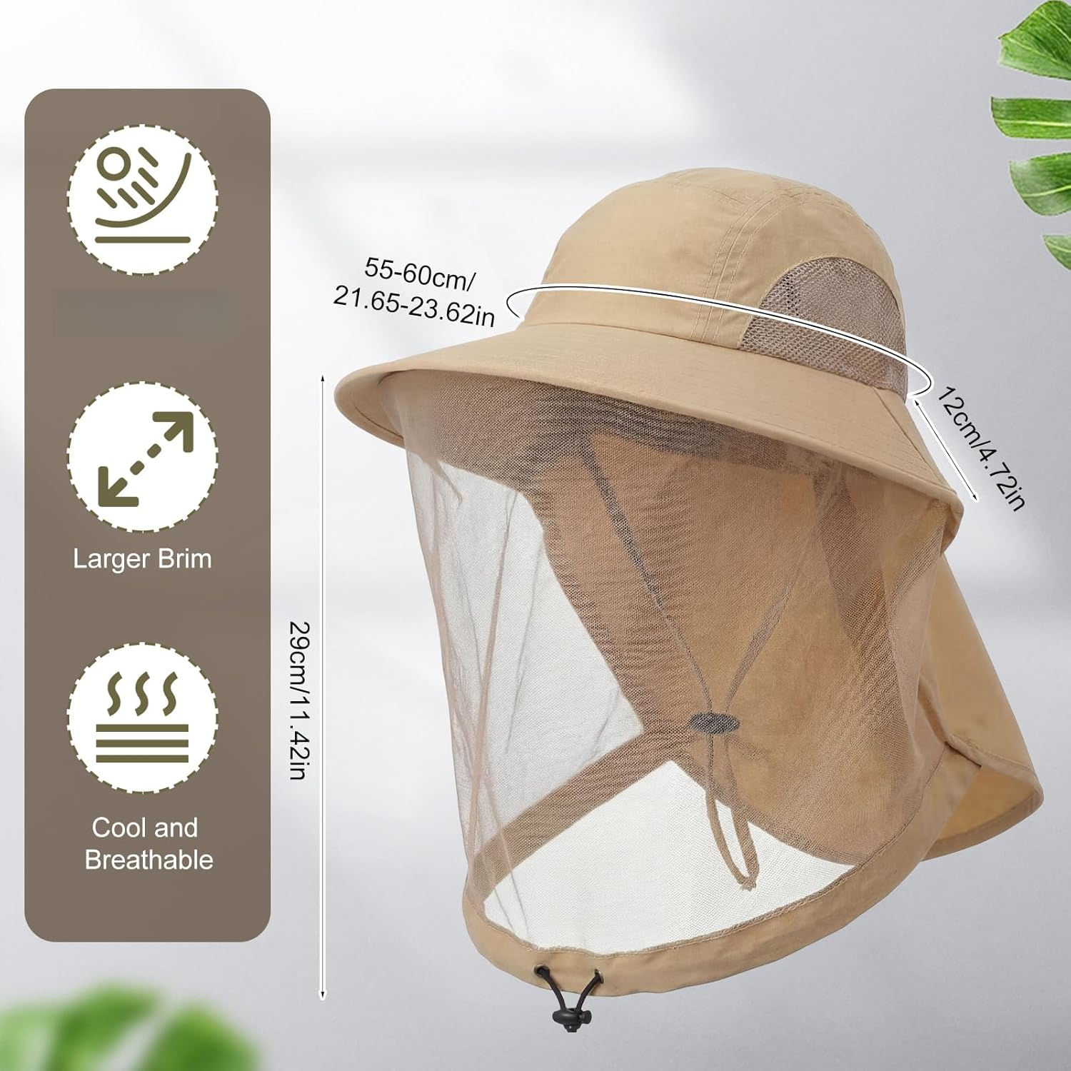 Mesh Sun Hat, Wide Brim Fisherman Hat with Neckband And Adjustable Headband, Suitable for Men And Women'S Outdoor Hiking, Fishing, Summer Beach Activities, Gardening, Travel, And Camping