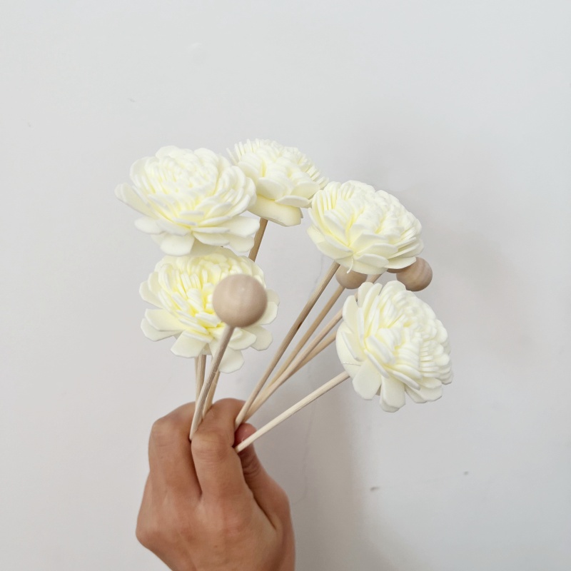 Image of 10pcs Pe Cotton Faux Flower Vines With Wood Bead Absorption Sticks Scent Diffuser Additions For, Indoor Home Decor And Daily Fragrance