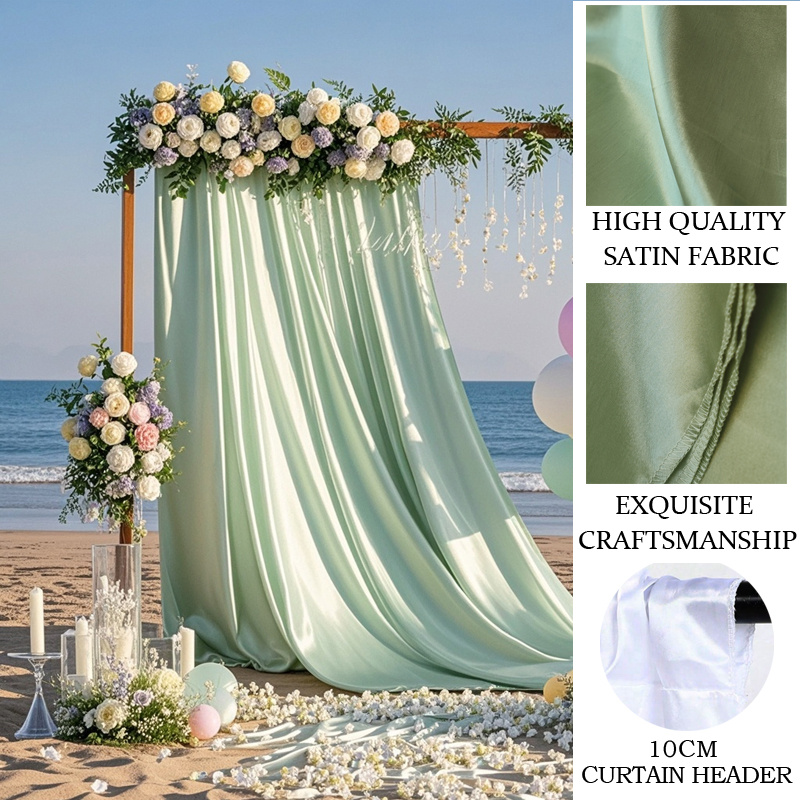 TEMU A Fabric Banner In Sage Green, Made From Polyester Satin For A Glossy End, Features A Rod For Easy Setup. This Textile Product Is Easy To And