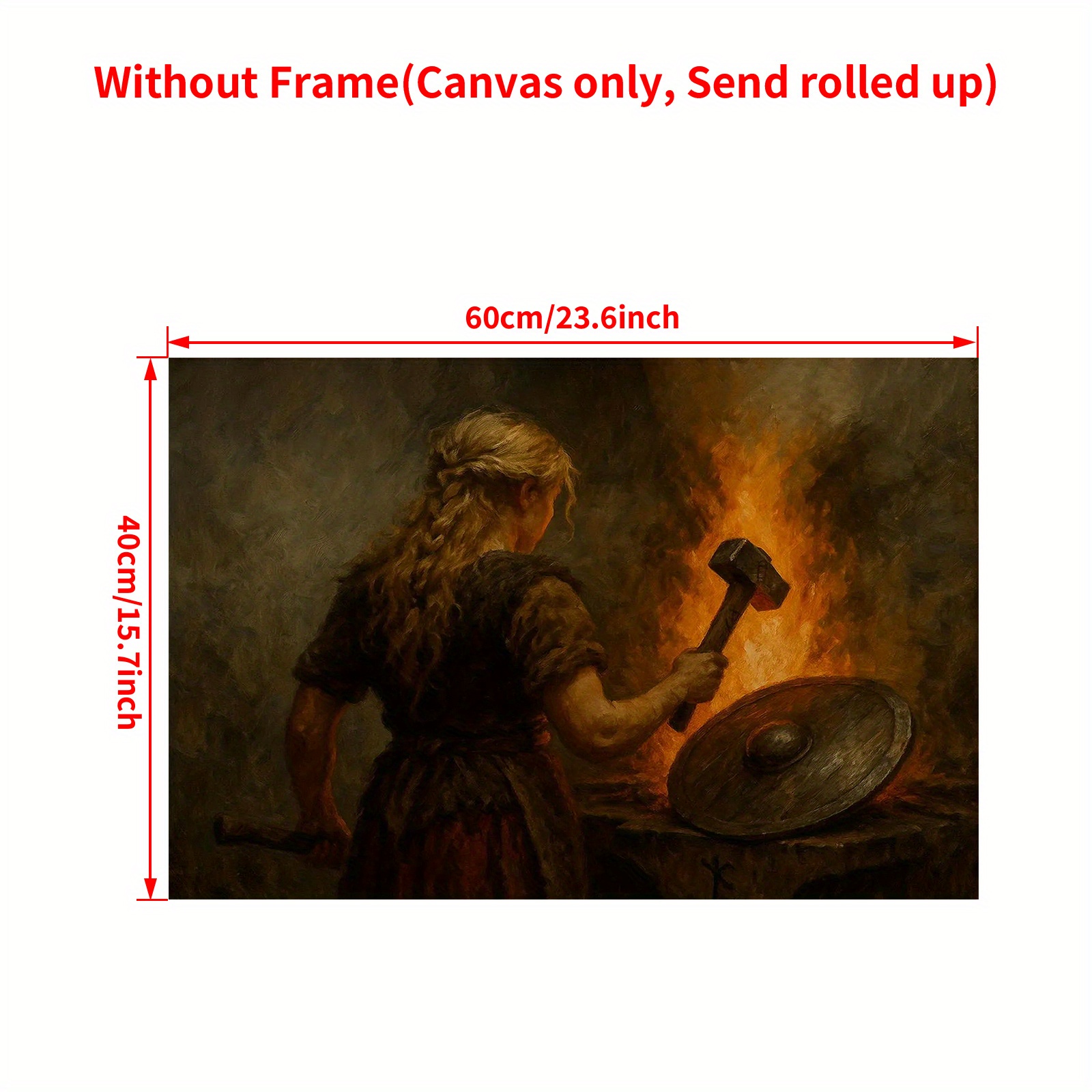 TEMU 2d Flat, 2d Flat, A High-definition Printed Poster Of A Female Viking Blacksmith A Shield, Perfect For Decorating The Walls Of Your Living Room,