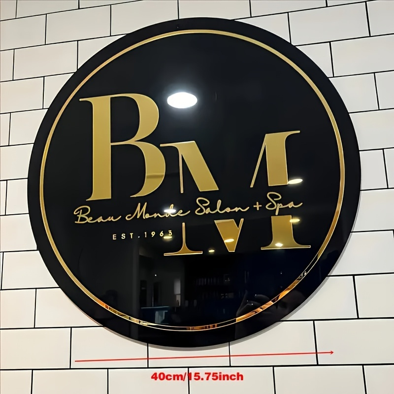 E-shop Anpassbare Personalisierte Kristall-Türschild - Geeignet für Salons, Cafés und Bars als Persönliches Willkommensbrett - Langlebiges Rundes Logo,