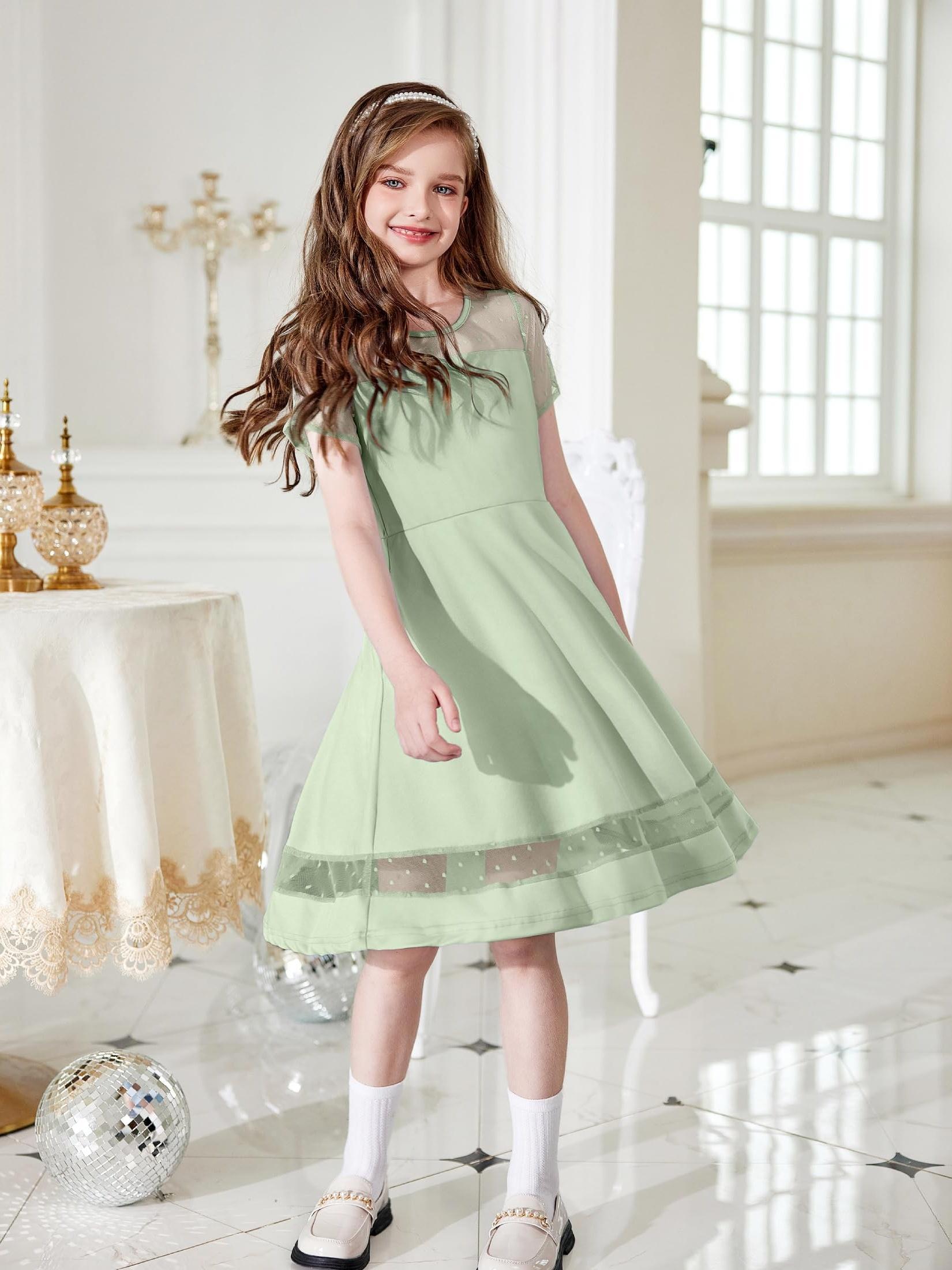 green emerald velvet dress Girls' Cotton Spring Twirl Dress