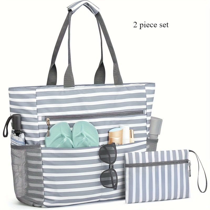 E-shop 2er-Set Reisetasche Faltbare Strandtasche Große Kapazität Für Urlaub Fitness