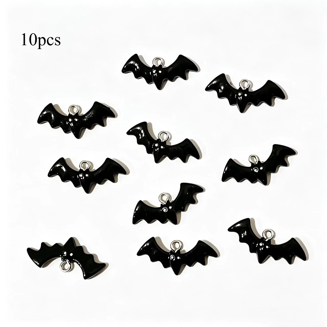 TEMU 10pcs Bat Charms Miniature Resin Pendants For Halloween Gifts Spooky Jewelry Making Gothic Earring Findings Choker Additions Festival Decor