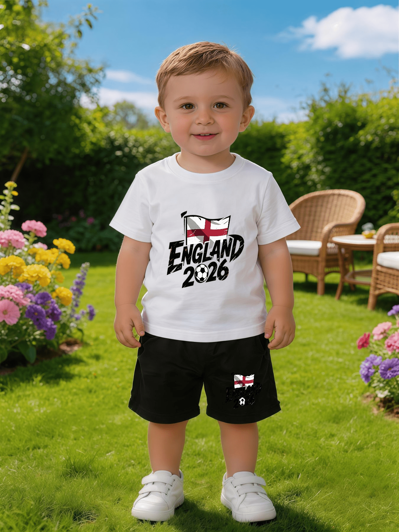 baby outfit 2pcs set british style english flag graffiti football pattern summer trendy cool infant casual wear for outdoor