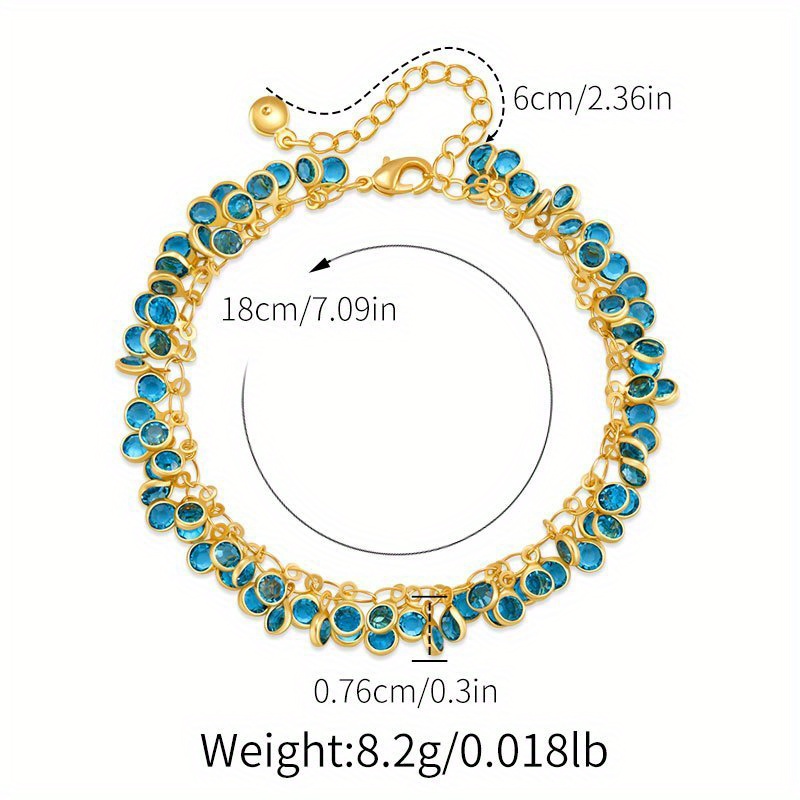 E-shop Damen Mehrschichtiges Kettenarmband in Blau mit Geometrischem Kreisdesign, ein Stilvolles und Elegantes Accessoire