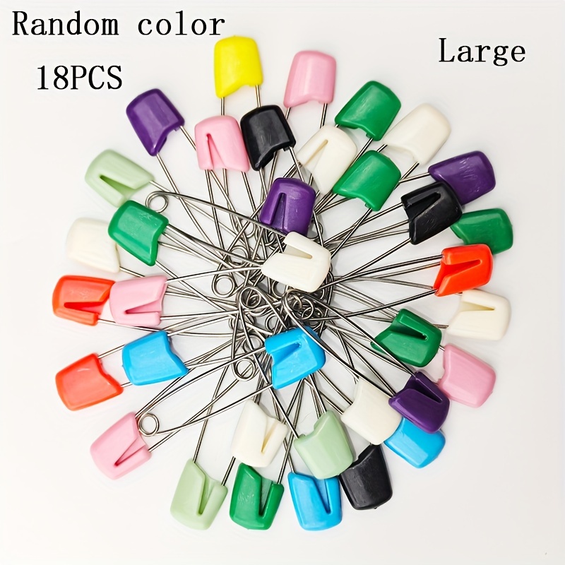 TEMU 18pcs Candy-colored Plastic With Locking Design, Made Of Stainless Steel, Suitable For Textiles, Clothing, Diy Projects, And Daily Use(random