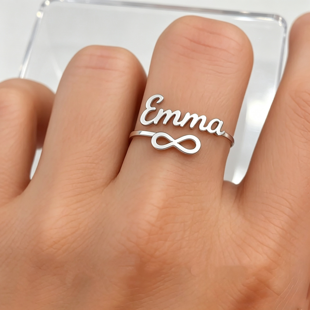 TEMU Anillo de delicado personalizado con cualquier , anillo de dorado doblemente enrollado personalizado, anillo "", anillo con placa de