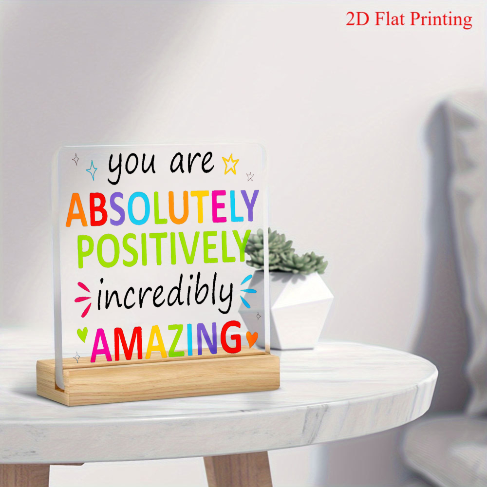 TEMU 2d Flat Acrylic Decorative Ornaments, Colorful Style "you Are Absolutely Awesome" Inspirational Quotes With Star And Heart Elements, And Bright