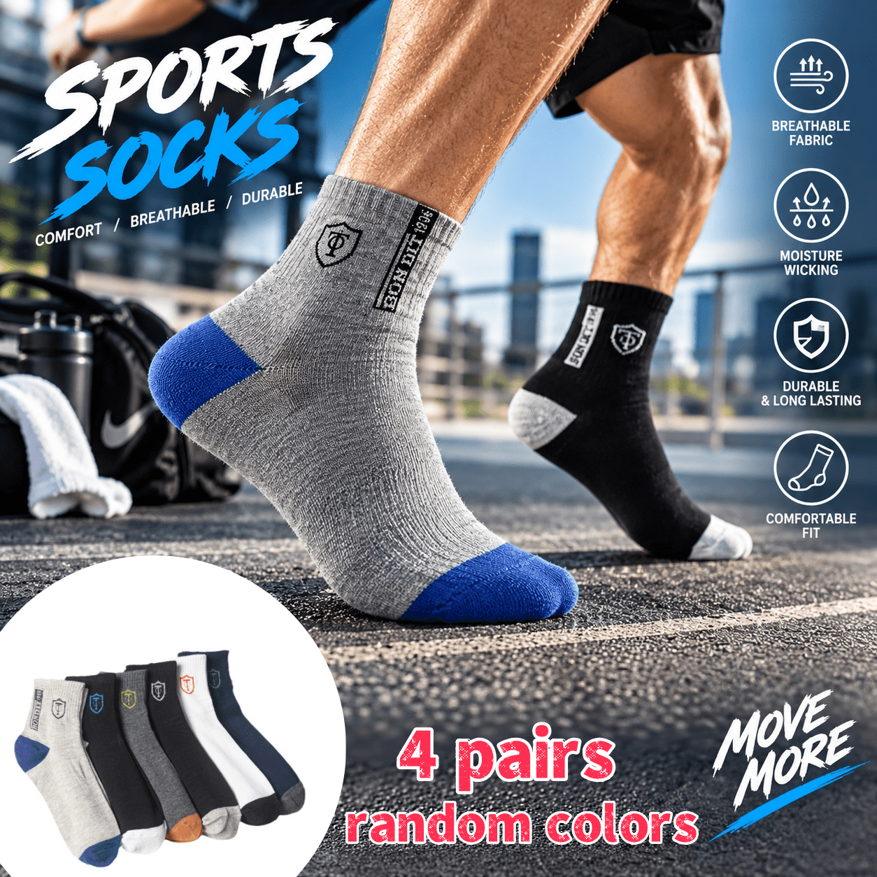 TEMU 4-pair Men's Comfortable, Breathable, And Warm Mid-calf Socks, Featuring A Stylish Mix-and-. Soft, -friendly, And Comfortable In Random Colors,